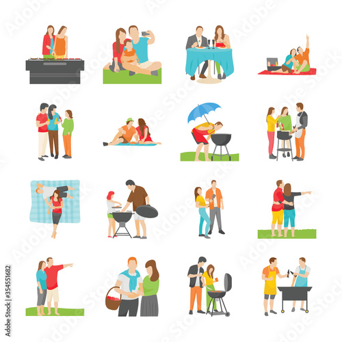 Picnic People Flat Icons 