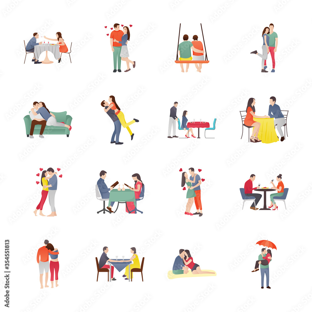 Dating Couples Icons Set Dating Couples Icons Set