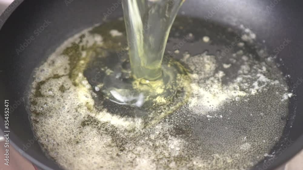 pour  the egg in fully heated frying pan