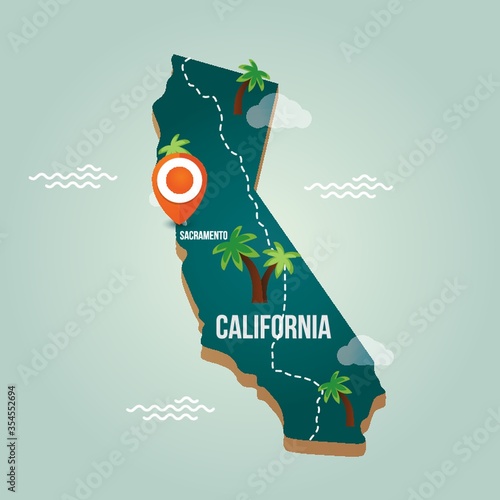 California map with capital city
