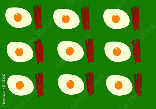 Vector image of bacon and egg poach arranged repeatedly .