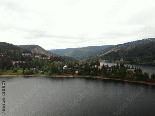 Aerial photos of lake Belis, a very beautiful place, with beautiful scenery and people can relax and breath the fresh air