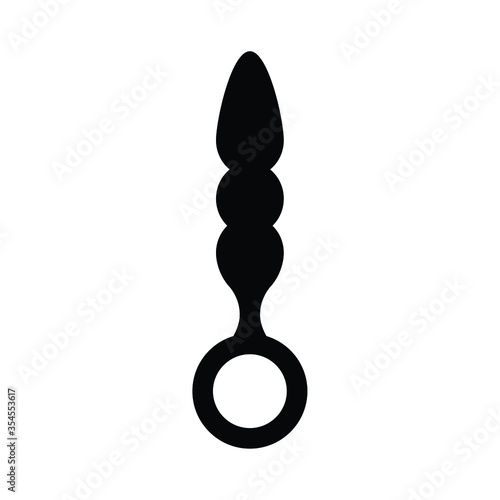 Adult Anal Sex Toy. Simple anus anal butt plug with ring for finger. Black and white EPS Vector
