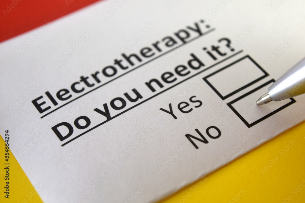Fototapeta premium One person is answering question about electrotherapy.