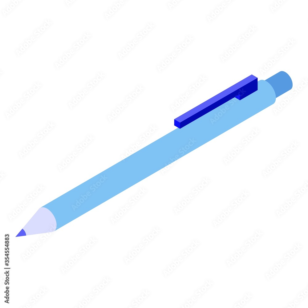 Blue pen icon. Isometric of blue pen vector icon for web design isolated on white background Blue pen icon. Isometric of blue pen vector icon for web design isolated on white background