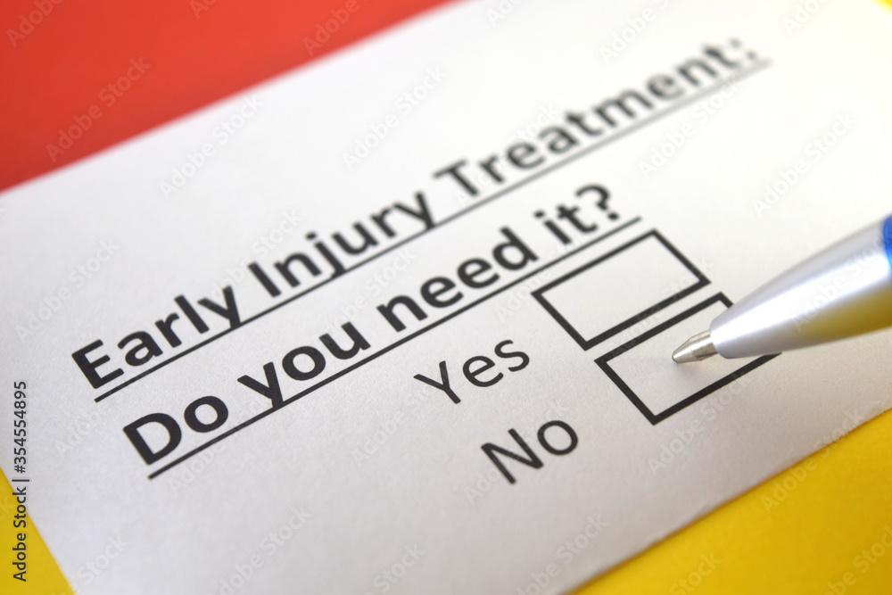 Fototapeta premium One person is answering question about early injury treatment.
