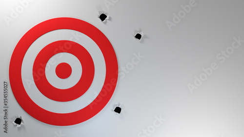 Target shot opportunity dartboard performance how accurate can it be win looser miss fail flunk throw loss failure score on white background competition archery isolated 3d illustration photo