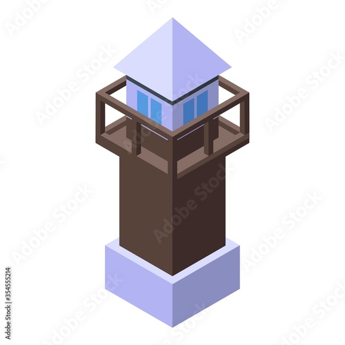 Prison tower icon. Isometric of prison tower vector icon for web design isolated on white background
