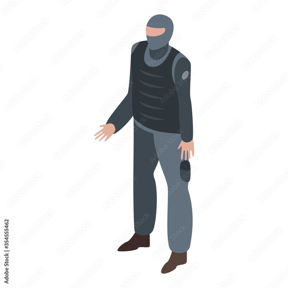 Special forces policeman icon. Isometric of special forces policeman vector icon for web design isolated on white background Special forces policeman icon. Isometric of special forces policeman vector icon for web design isolated on white background