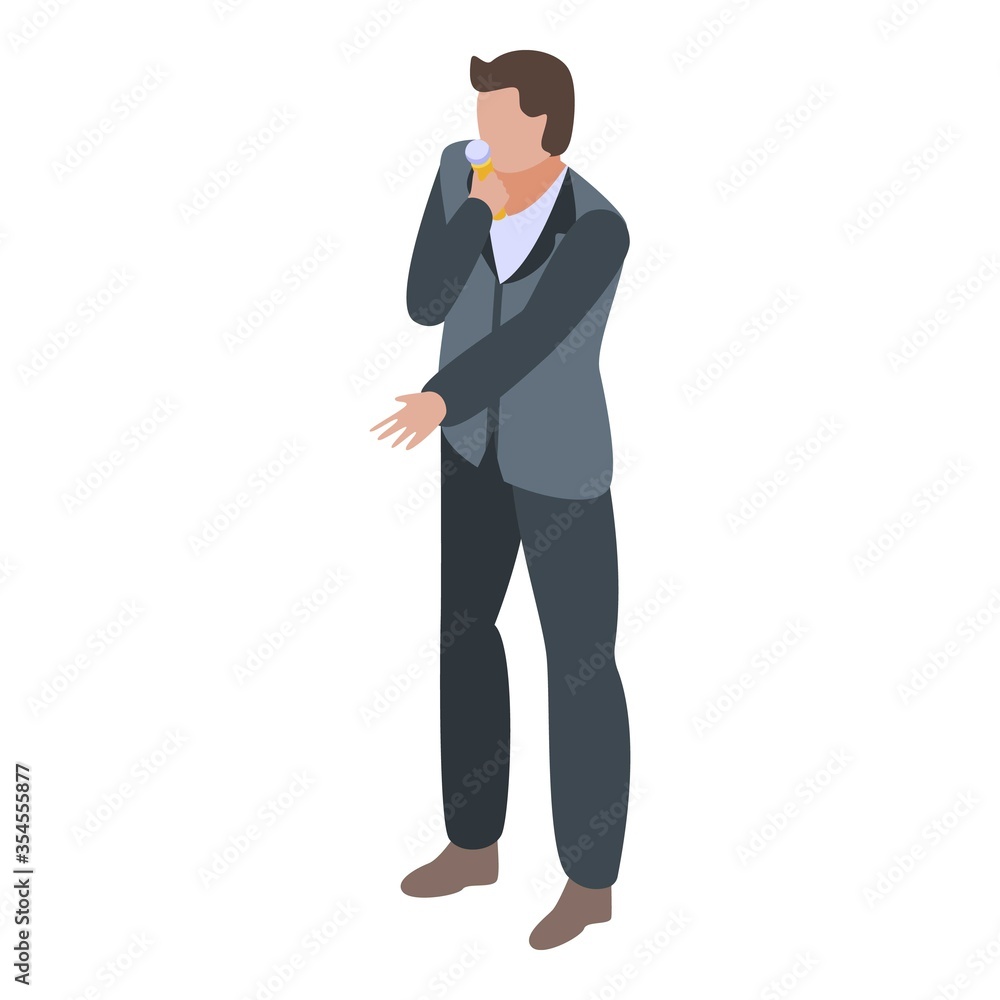 Singer in suit icon. Isometric of singer in suit vector icon for web design isolated on white background Singer in suit icon. Isometric of singer in suit vector icon for web design isolated on white background
