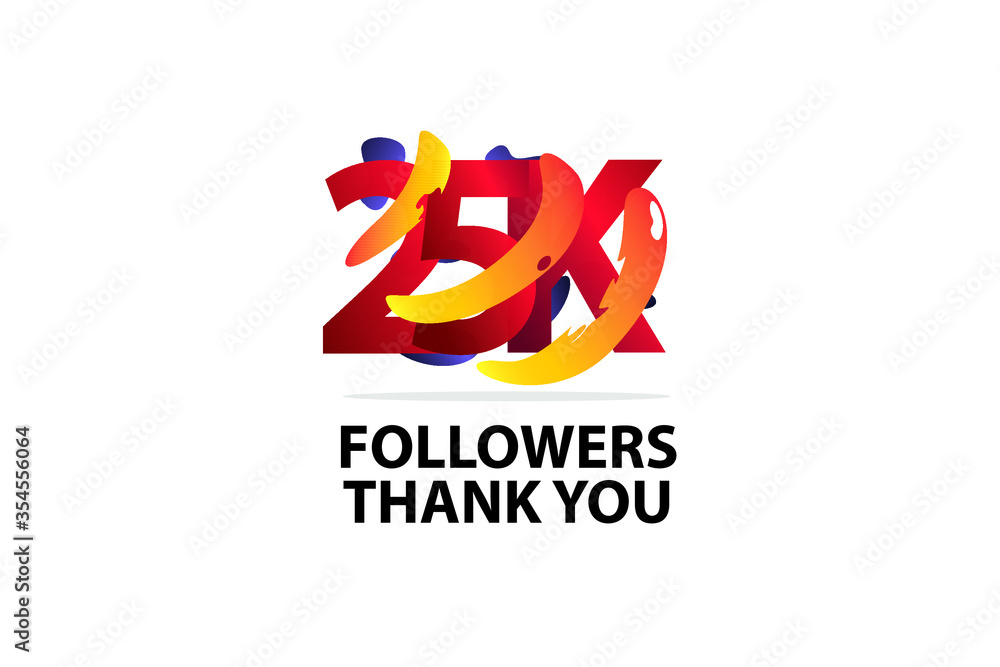 25K,25.000 Followers Thank you logo Sign Ribbon Gold space Red and Blue, Yellow number vector illustration for social media, internet - vector 25K,25.000 Followers Thank you logo Sign Ribbon Gold space Red and Blue, Yellow number vector illustration for social media, internet - vector