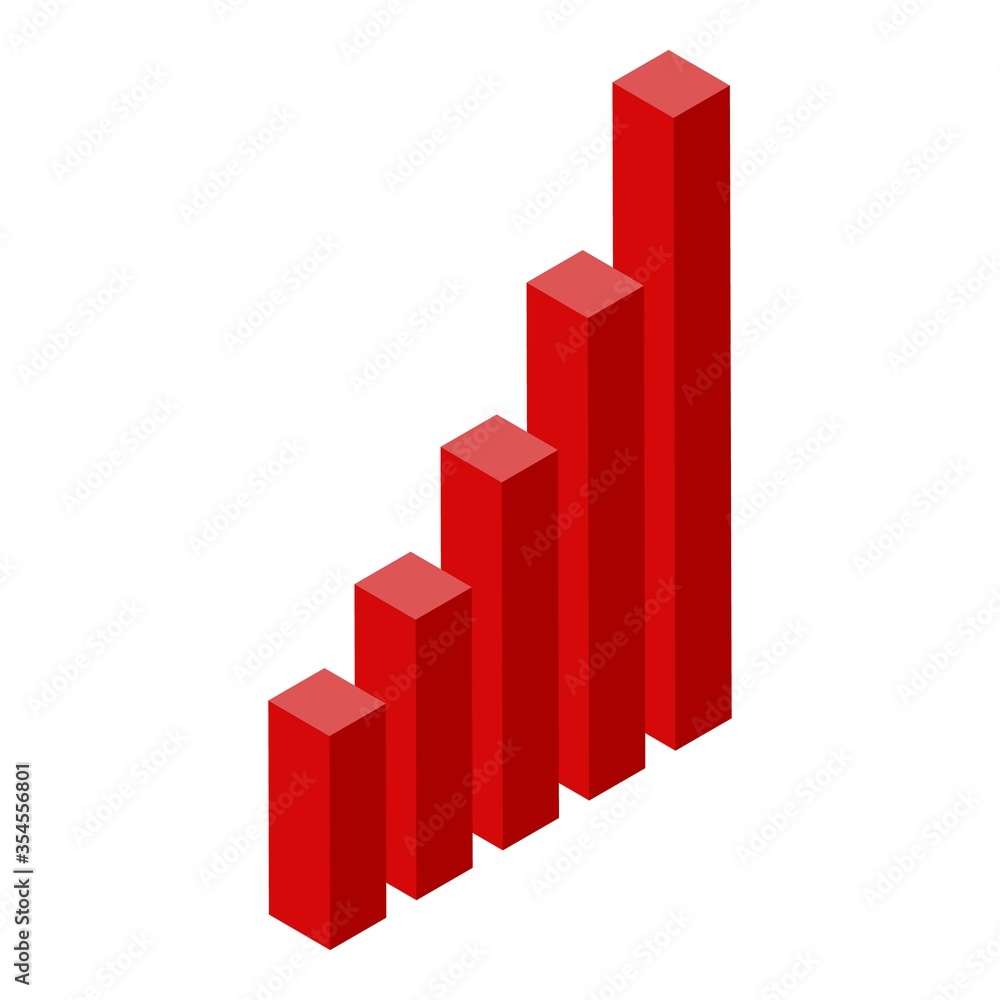 Increased chart icon. Isometric of increased chart vector icon for web design isolated on white background Increased chart icon. Isometric of increased chart vector icon for web design isolated on white background