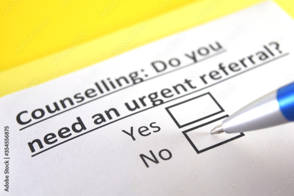 One person is answering question about counselling. One person is answering question about counselling.