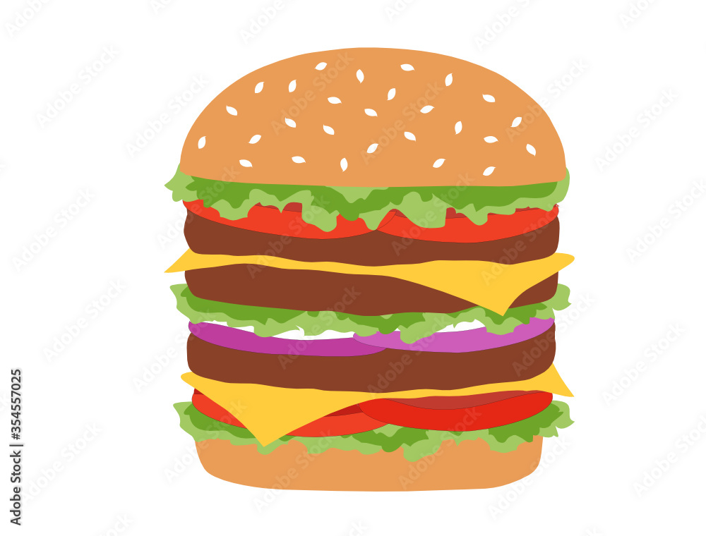 Big hamburger food isolated on white background. Fast food concept Big hamburger food isolated on white background. Fast food concept
