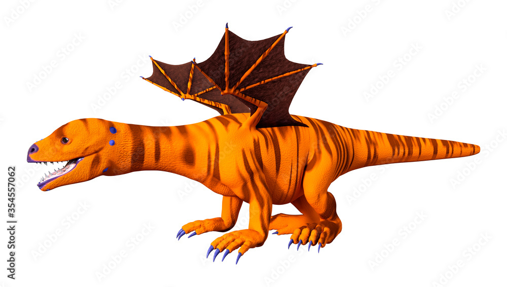 3D Rendering Fairy Tale Dragon on White