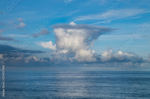 Cloud formation over a calm sea. Aldeburgh, Suffolk. UK.