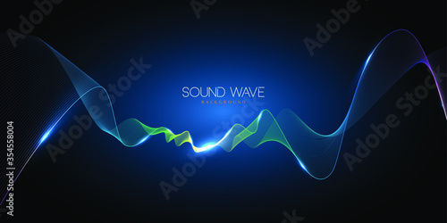 Vector abstract background with colored dynamic waves, line and particles. Illustration suitable for design.