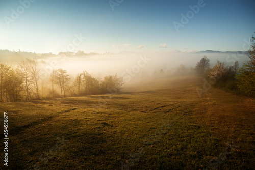 morning foggy landscape in northeastern Bosnia