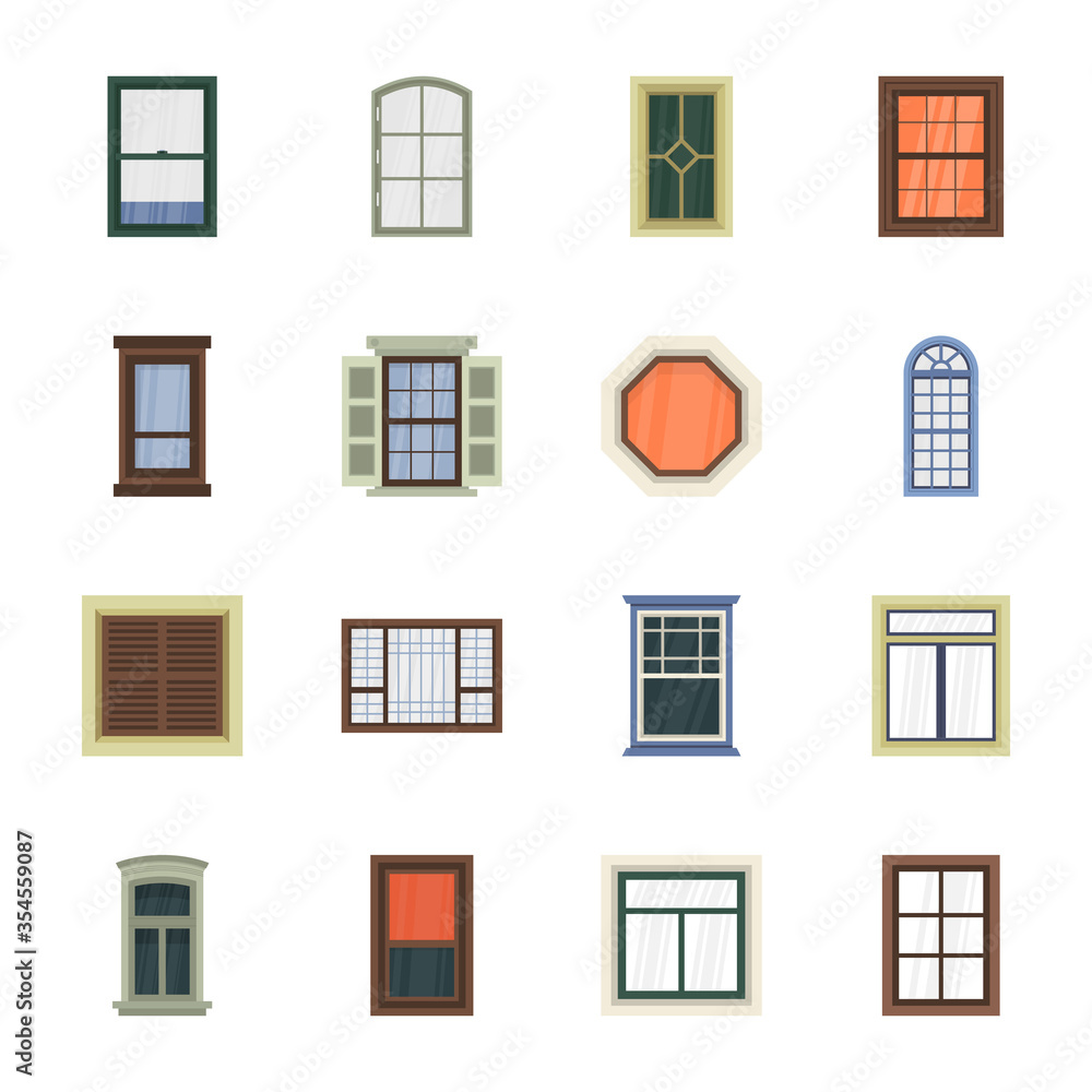 Window Frame Flat Vector Icons 