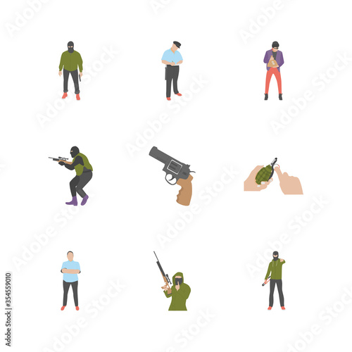 Anti Terrorism Flat Icons Set