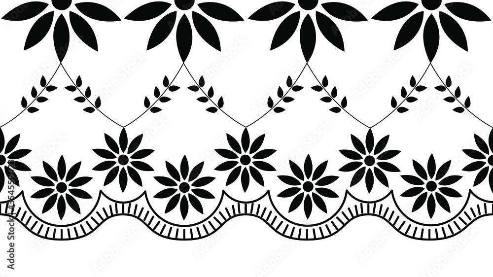 Saree border design concept of Floral leaves lines isolated on white background is in Seamless pattern Saree border design concept of Floral leaves lines isolated on white background is in Seamless pattern