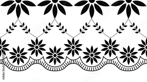 Saree border design concept of Floral leaves lines isolated on white background is in Seamless pattern