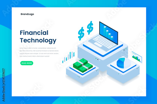 Flat color Modern Isometric financial technology concept Illustration. Illustration for websites, landing pages, mobile applications, posters and banners