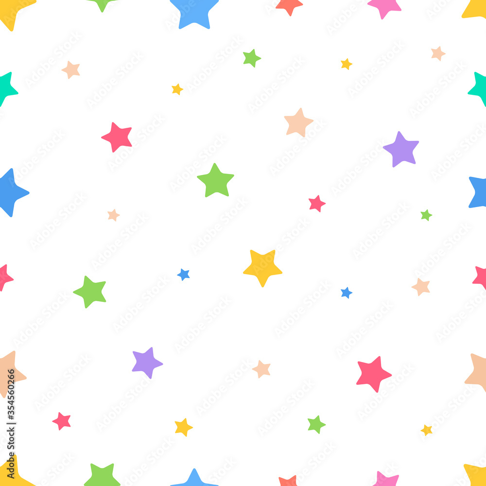 Colorful Stars Seamless Pattern for Kids. Can used for Printing of Paper, Fabric, Wall Interior, etc - EPS 10 Vector