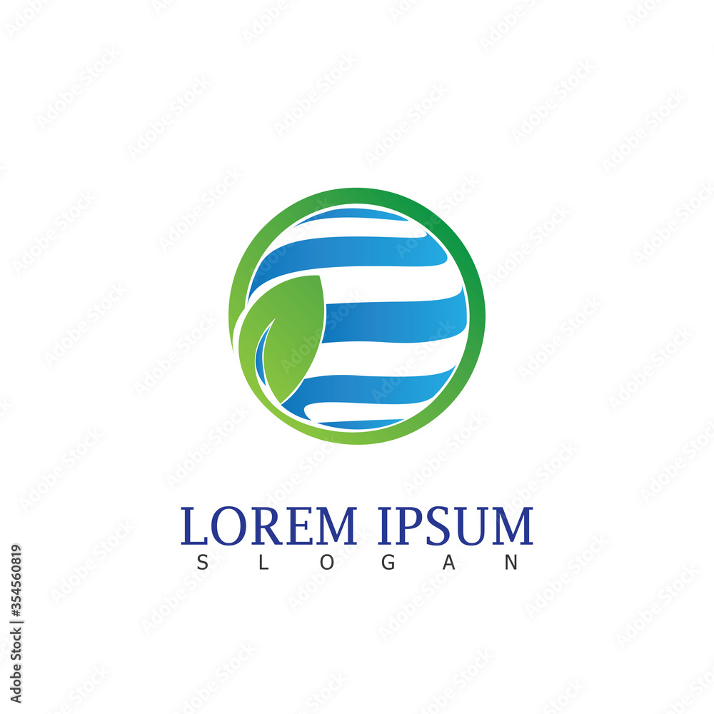 Nature Globe Logo Design Vector Icon Nature Globe Logo Design Vector Icon