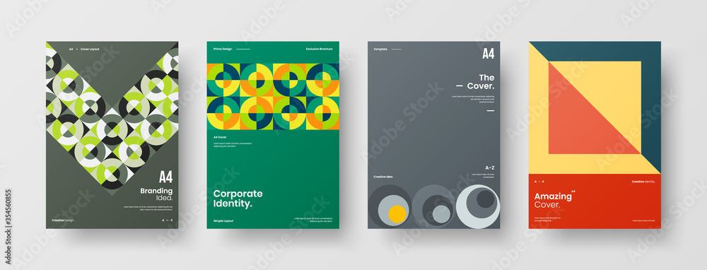 Company identity brochure template collection. Business presentation vector A4 vertical orientation front page mock up set. Corporate report cover abstract geometric illustration design layout bundle. Company identity brochure template collection. Business presentation vector A4 vertical orientation front page mock up set. Corporate report cover abstract geometric illustration design layout bundle.