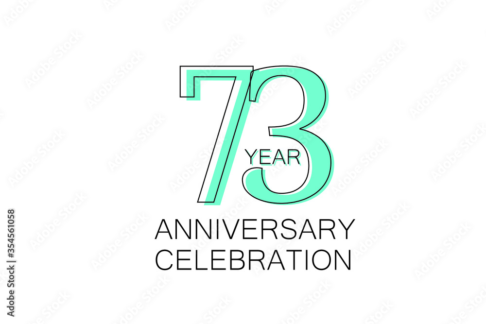 73 year Anniversary, Sleek and Clean Design, Inspired by Comic and Magazine Looks, Pastel Blue Color, Dedicated for invitation, greeting card - Vector 73 year Anniversary, Sleek and Clean Design, Inspired by Comic and Magazine Looks, Pastel Blue Color, Dedicated for invitation, greeting card - Vector