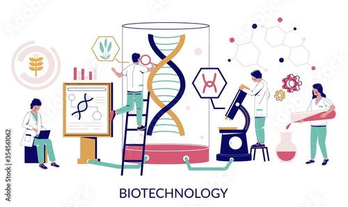 Biotechnology laboratory, vector flat style design illustration