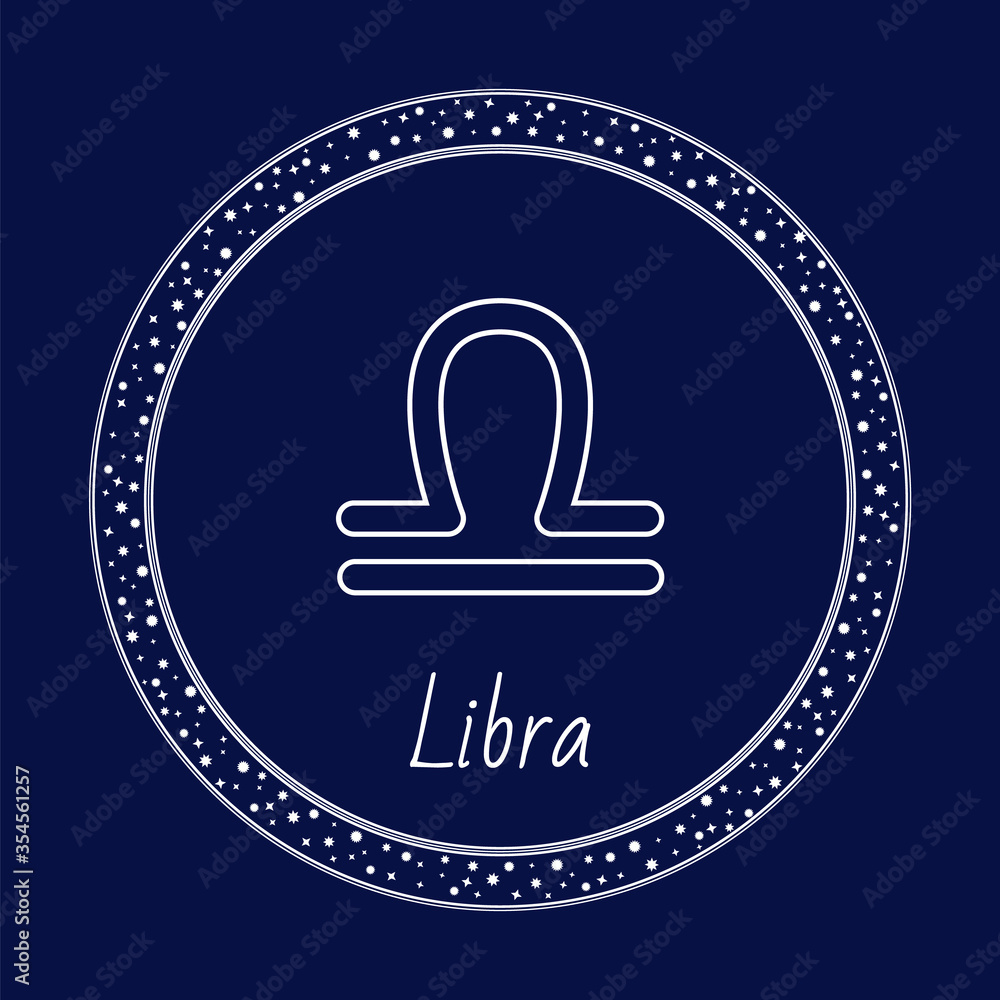 Libra constellation of zodiac, astrology sign isolated on blue in ...