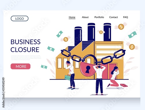 Business closure vector website landing page template