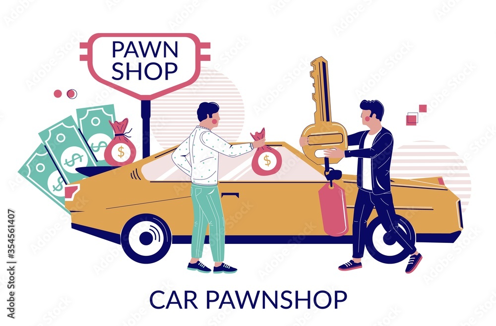 Car pawnshop vector flat style design illustration