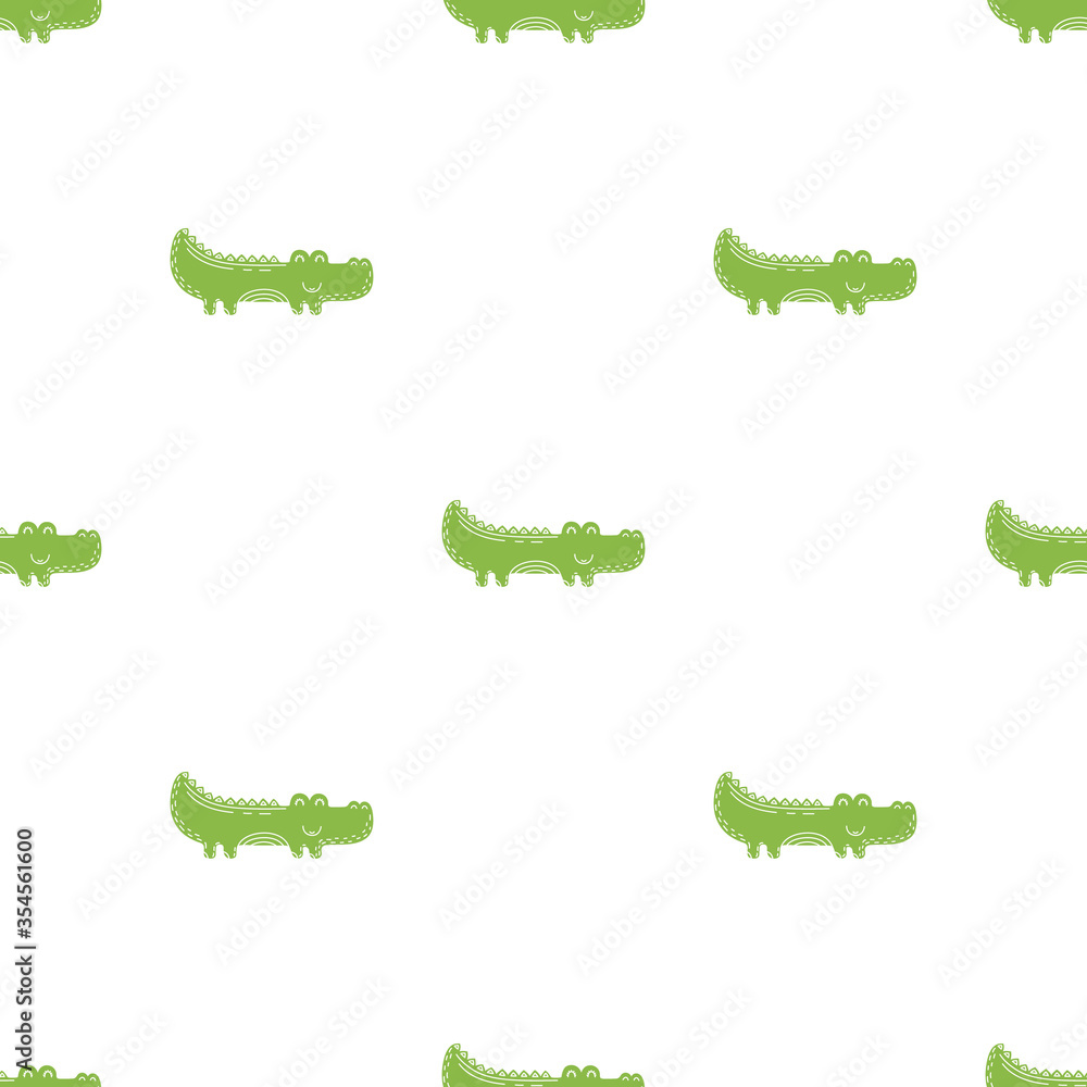 Obraz premium Cute seamless vector pattern with crocodiles