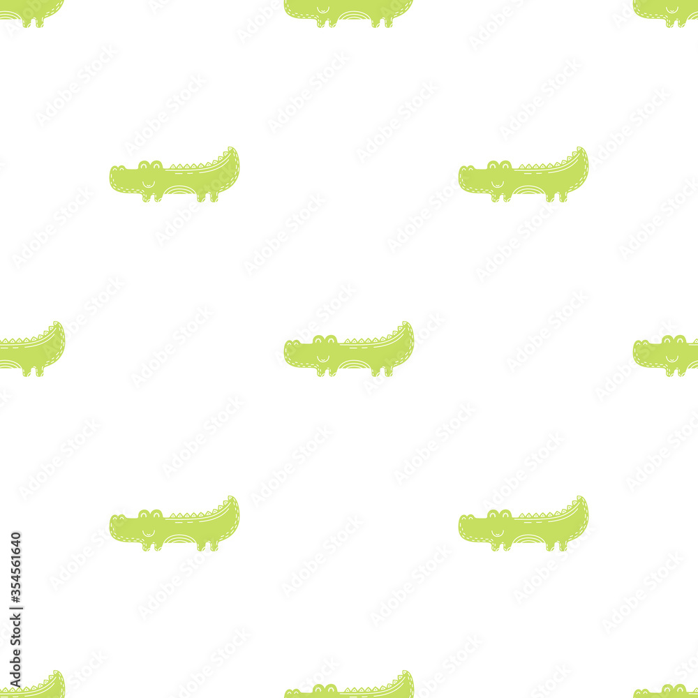 Obraz premium Cute seamless vector pattern with crocodiles