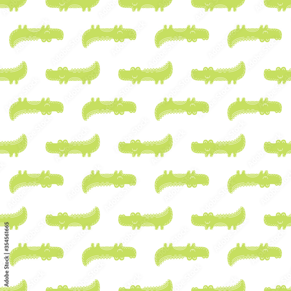 Naklejka premium Cute seamless vector pattern with crocodiles