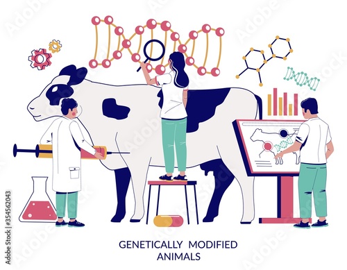 Genetically modified animals vector concept for web banner, website page
