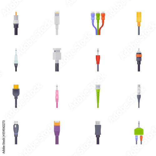 Cable Connections and Wires Flat Icons  photo