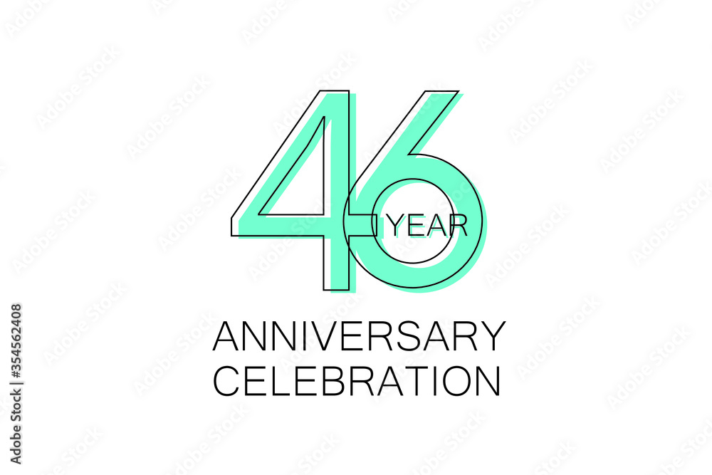 46 year Anniversary, Sleek and Clean Design, Inspired by Comic and Magazine Looks, Pastel Blue Color, Dedicated for invitation, greeting card - Vector 46 year Anniversary, Sleek and Clean Design, Inspired by Comic and Magazine Looks, Pastel Blue Color, Dedicated for invitation, greeting card - Vector