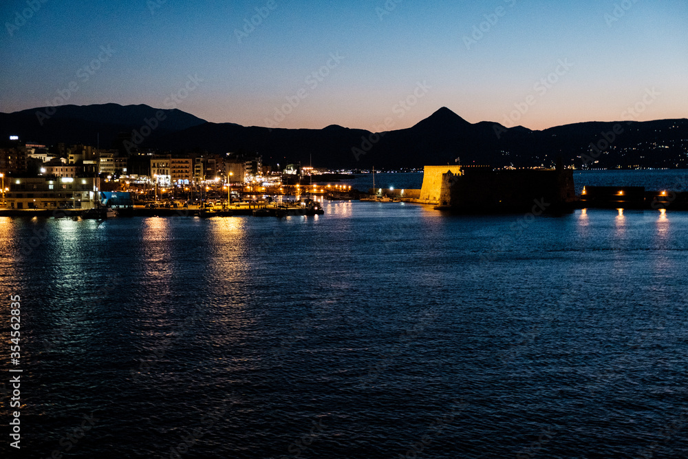 night view of the city harbour