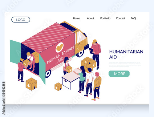 Humanitarian aid vector website landing page template