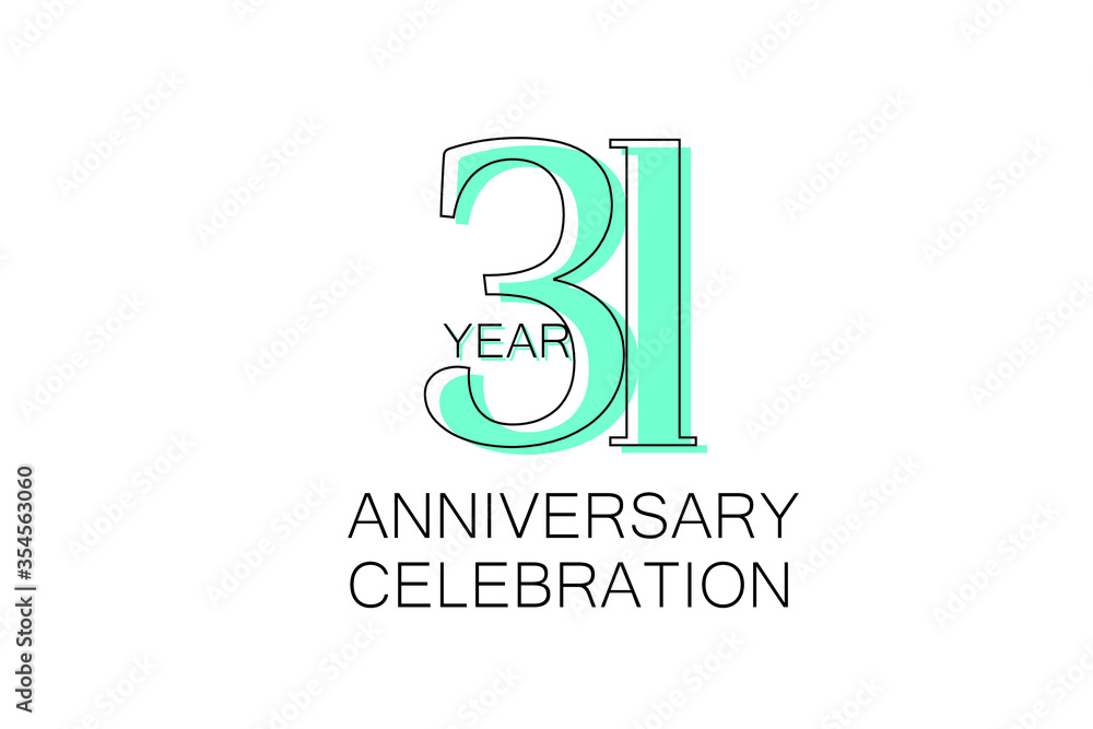 31 year Anniversary, Sleek and Clean Design, Inspired by Comic and Magazine Looks, Pastel Blue Color, Dedicated for invitation, greeting card - Vector 31 year Anniversary, Sleek and Clean Design, Inspired by Comic and Magazine Looks, Pastel Blue Color, Dedicated for invitation, greeting card - Vector
