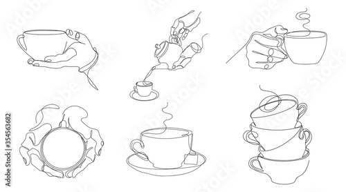 One line drawing. Minimalistic graphics. Vector set.