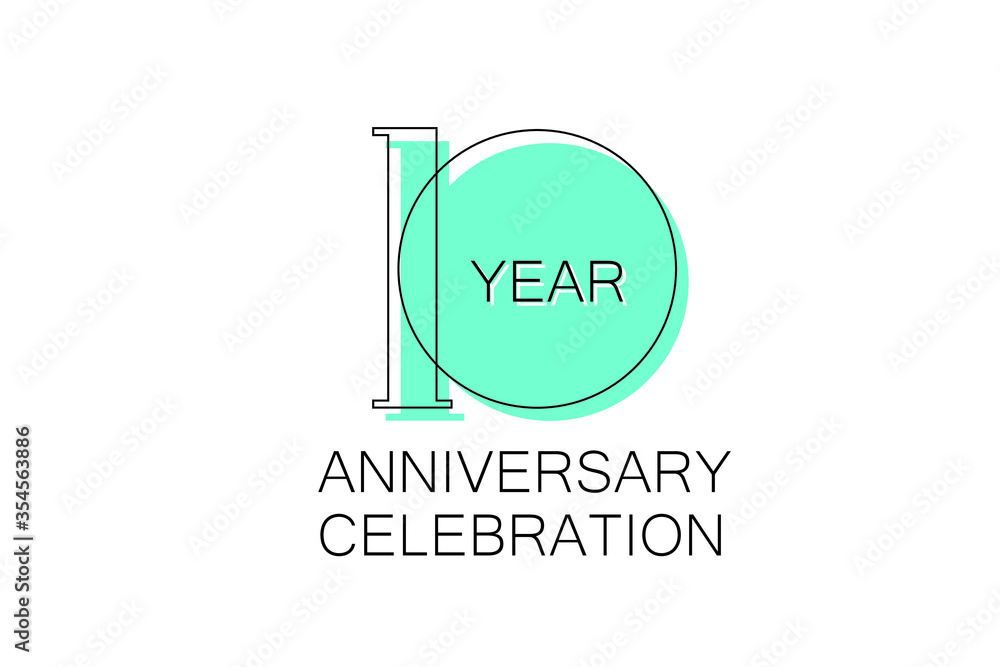10 year Anniversary, Sleek and Clean Design, Inspired by Comic and Magazine Looks, Pastel Blue Color, Dedicated for invitation, greeting card - Vector 10 year Anniversary, Sleek and Clean Design, Inspired by Comic and Magazine Looks, Pastel Blue Color, Dedicated for invitation, greeting card - Vector