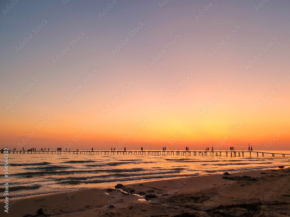 Naklejka premium Sea pier at sunset. Anapa, Dzhemete