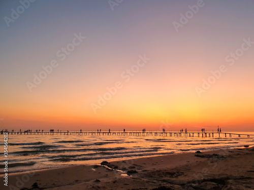 Sea pier at sunset. Anapa  Dzhemete