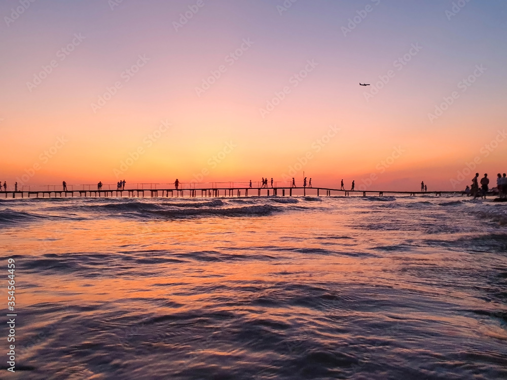 Sea pier at sunset. Anapa, Dzhemete
