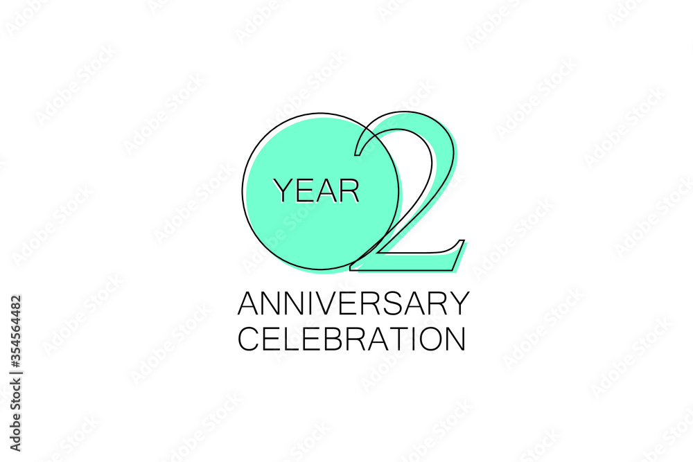 2 year Anniversary, Sleek and Clean Design, Inspired by Comic and Magazine Looks, Pastel Blue Color, Dedicated for invitation, greeting card - Vector 2 year Anniversary, Sleek and Clean Design, Inspired by Comic and Magazine Looks, Pastel Blue Color, Dedicated for invitation, greeting card - Vector